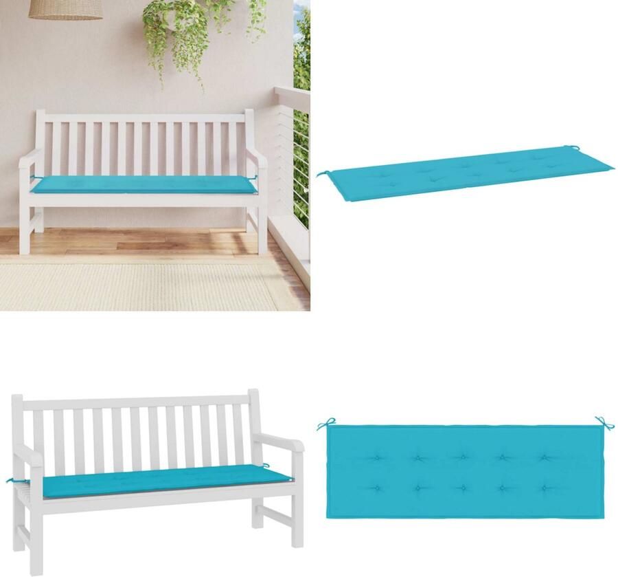 VidaXL Tuinbankkussen 150x50x3 cm oxford stof turquoise Tuinbankkussen Tuinbankkussens Tuinbank Kussen Buitenbankkussen