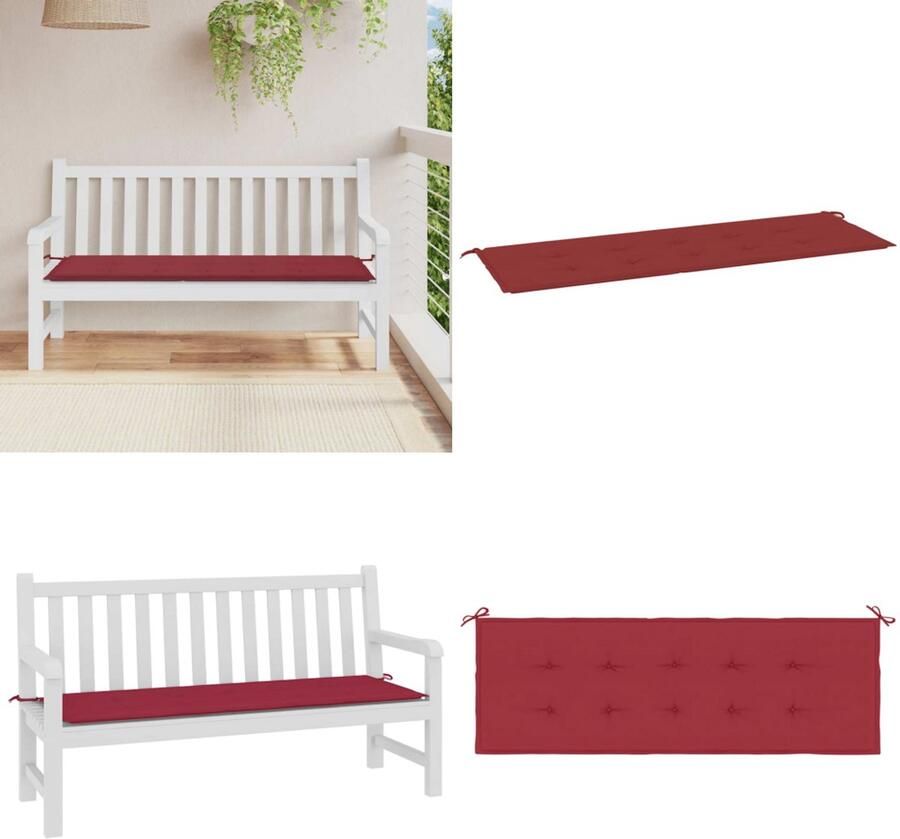 VidaXL Tuinbankkussen 150x50x3 cm oxford stof wijnrood Tuinbankkussen Tuinbankkussens Tuinbank Kussen Buitenbankkussen