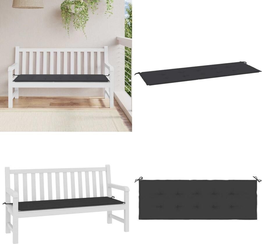 VidaXL Tuinbankkussen 150x50x3 cm oxford stof zwart Tuinbankkussen Tuinbankkussens Tuinbank Kussen Buitenbankkussen