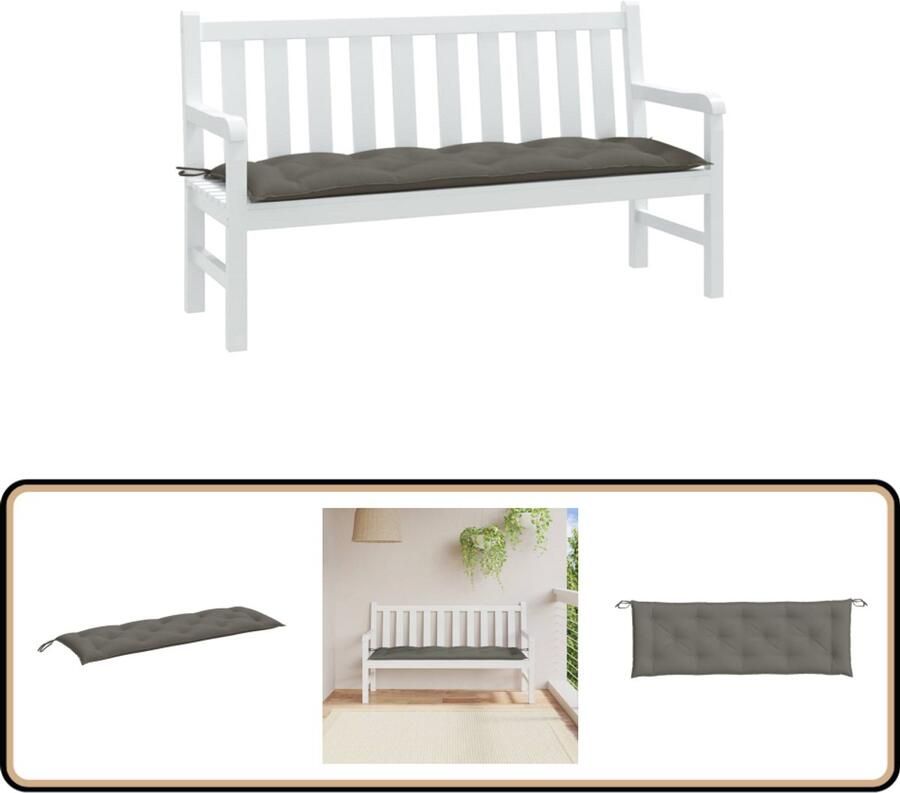 VidaXL Tuinbankkussen 150x50x7 cm Donkergrijs Tuinbankkussen Buitenkussen Balkondecoratie Lounge Set Accessoires Grijs Kussen