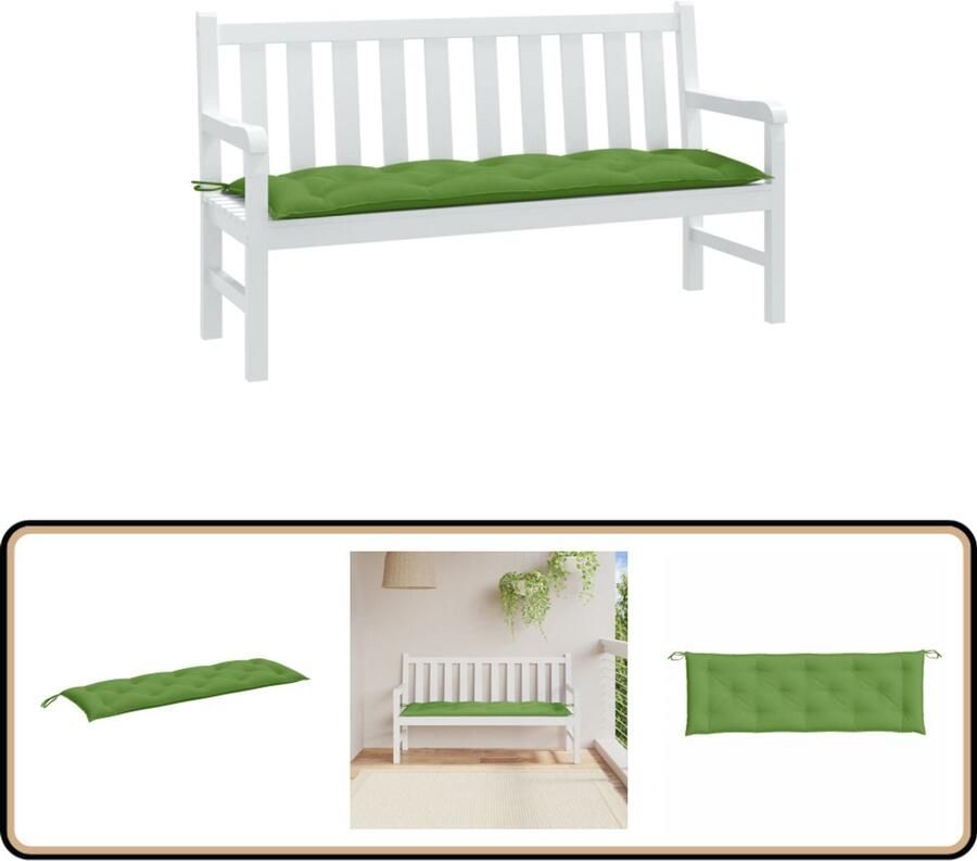 VidaXL Tuinbankkussen 150x50x7 cm GemÃªleerd Groen Tuinbankkussen Buitenkussen Balkondecoratie Loungebekleding Zithoek Accessoires