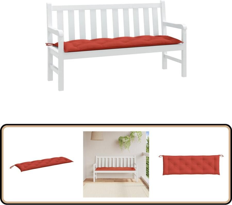 VidaXL Tuinbankkussen 150x50x7 cm GemÃªleerd Rood Tuinbankkussen Tuinbankkussens Tuinbank Kussen Buitenbankkussen