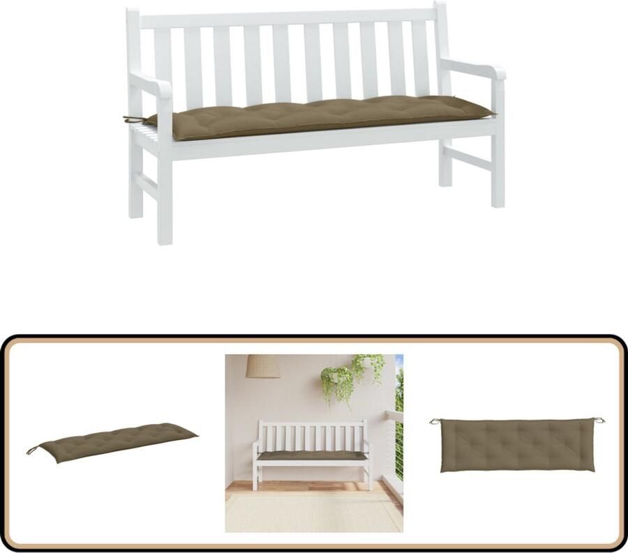 VidaXL Tuinbankkussen 150x50x7 cm GemÃªleerd Taupe Tuinbankkussen Buitenkussen Lounge Kussen Balkon Kussen Tuinset