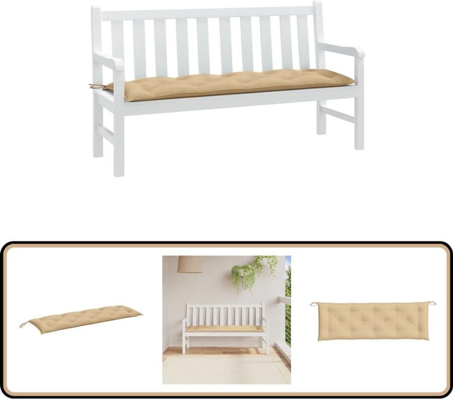 VidaXL Tuinbankkussen 150x50x7 cm Gemêleerd Beige Tuinbankkussen Tuinbankkussens Tuinbank Kussen Buitenbankkussen