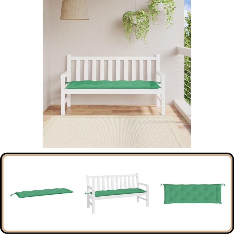 VidaXL Tuinbankkussen 150x50x7 cm Groen Tuinbankkussen Oxford Stof Groene Tuinkussen Balkondecoratie Lounge Set Accessoires Outdoor Kussen