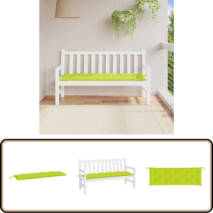 VidaXL Tuinbankkussen 150x50x7 cm Heldergroen Tuinbankkussentje Buitenkussen Balkondecoratie Loungebekleding Tuinset - Foto 2