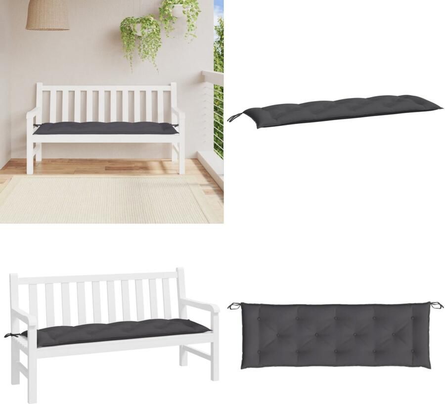 VidaXL Tuinbankkussen 150x50x7 cm oxford stof antracietkleurig Tuinbankkussen Tuinbankkussens Tuinbank Kussen Buitenbankkussen