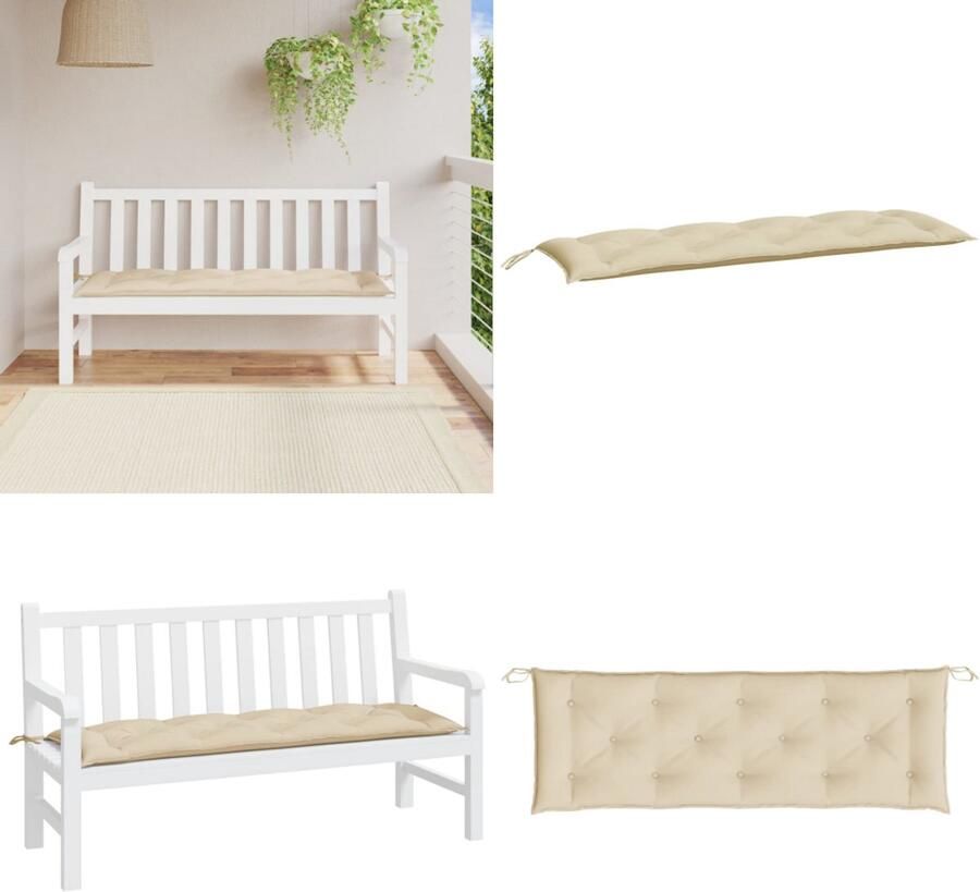 VidaXL Tuinbankkussen 150x50x7 cm oxford stof beige Tuinbankkussen Tuinbankkussens Tuinbank Kussen Buitenbankkussen