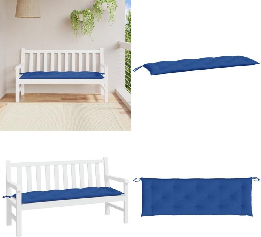 VidaXL Tuinbankkussen 150x50x7 cm oxford stof blauw Tuinbankkussen Tuinbankkussens Tuinbank Kussen Buitenbankkussen