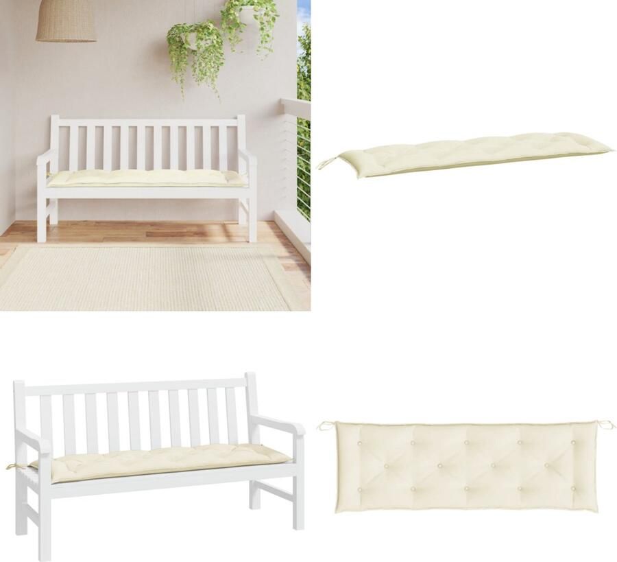 VidaXL Tuinbankkussen 150x50x7 cm oxford stof crèmewit Tuinbankkussen Tuinbankkussens Tuinbank Kussen Buitenbankkussen