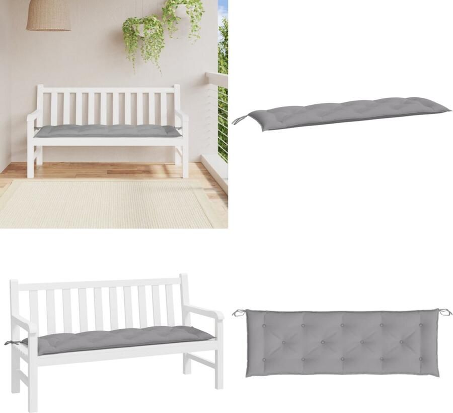 VidaXL Tuinbankkussen 150x50x7 cm oxford stof grijs Tuinbankkussen Tuinbankkussens Tuinbank Kussen Buitenbankkussen