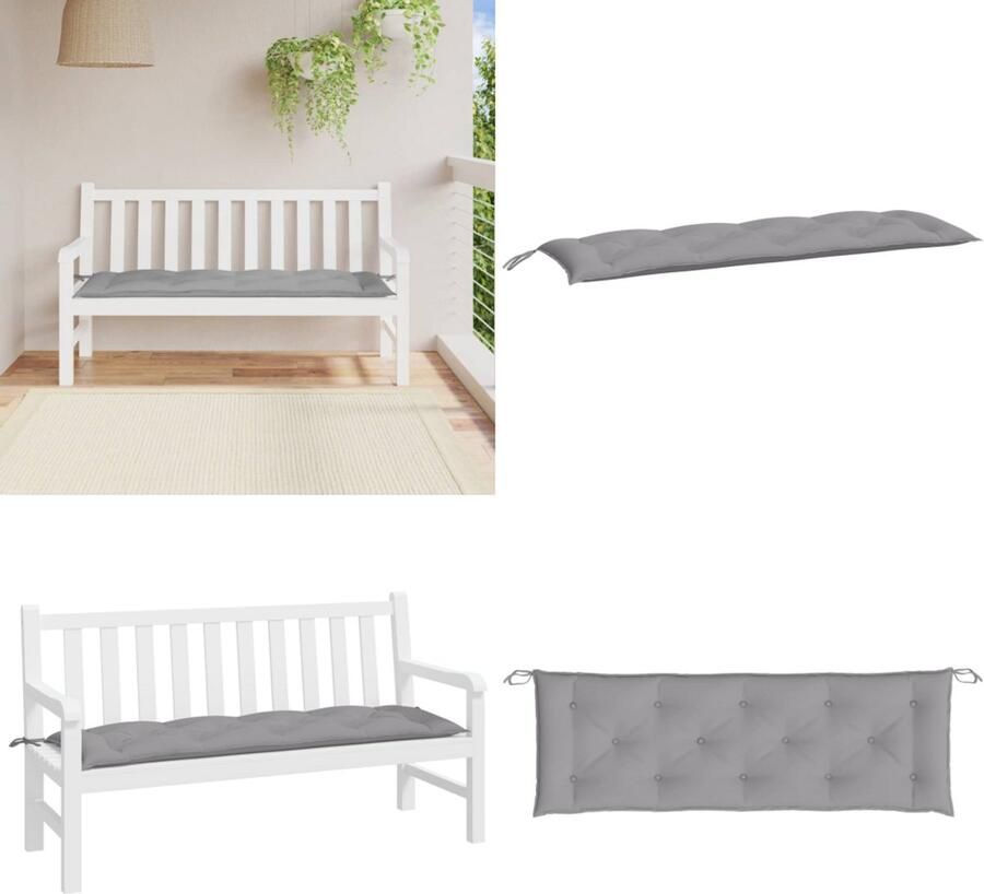 VidaXL Tuinbankkussen 150x50x7 cm oxford stof grijs Tuinbankkussen Tuinbankkussens Tuinbank Kussen Buitenbankkussen