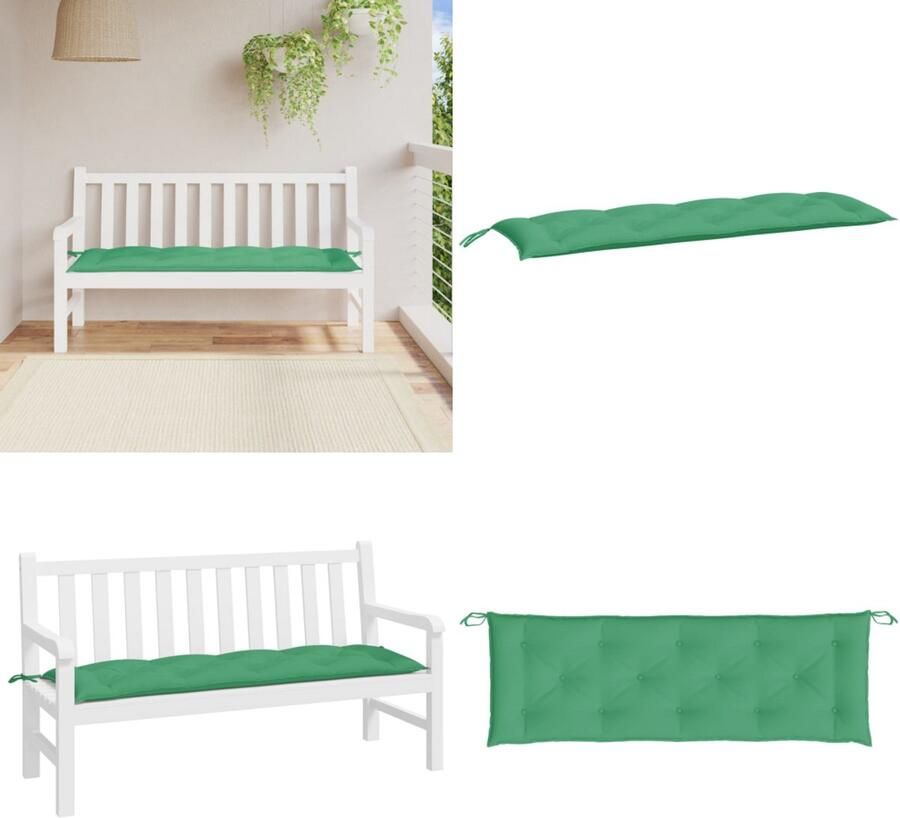 VidaXL Tuinbankkussen 150x50x7 cm oxford stof groen Tuinbankkussen Tuinbankkussens Tuinbank Kussen Buitenbankkussen