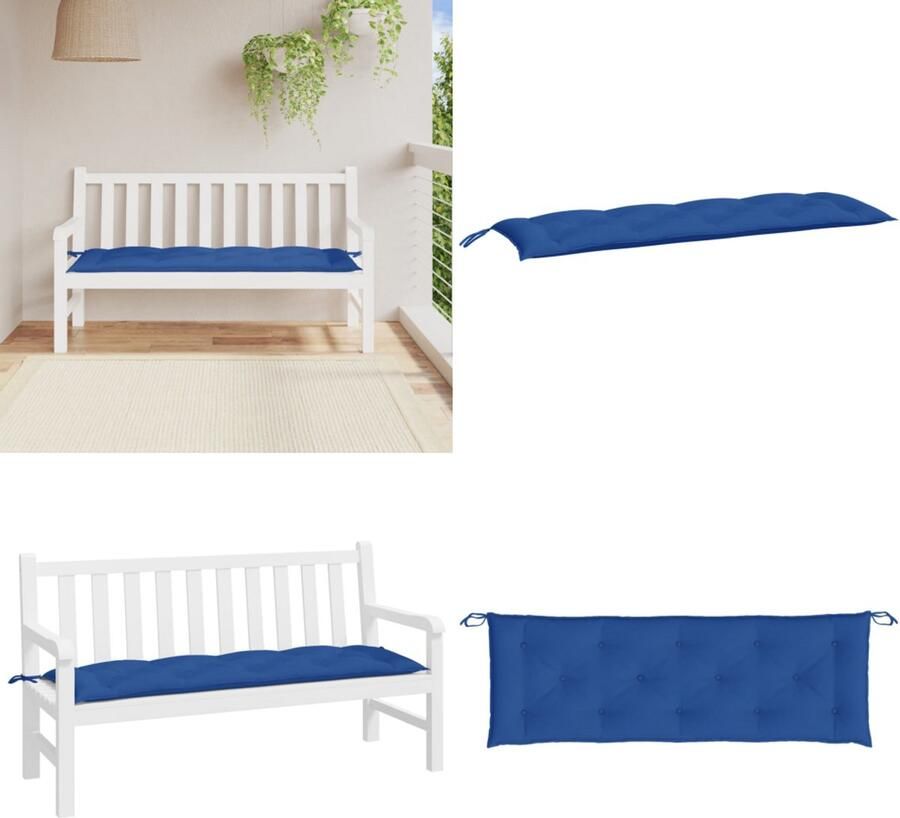 VidaXL Tuinbankkussen 150x50x7 cm oxford stof koningsblauw Tuinbankkussen Tuinbankkussens Tuinbank Kussen Buitenbankkussen
