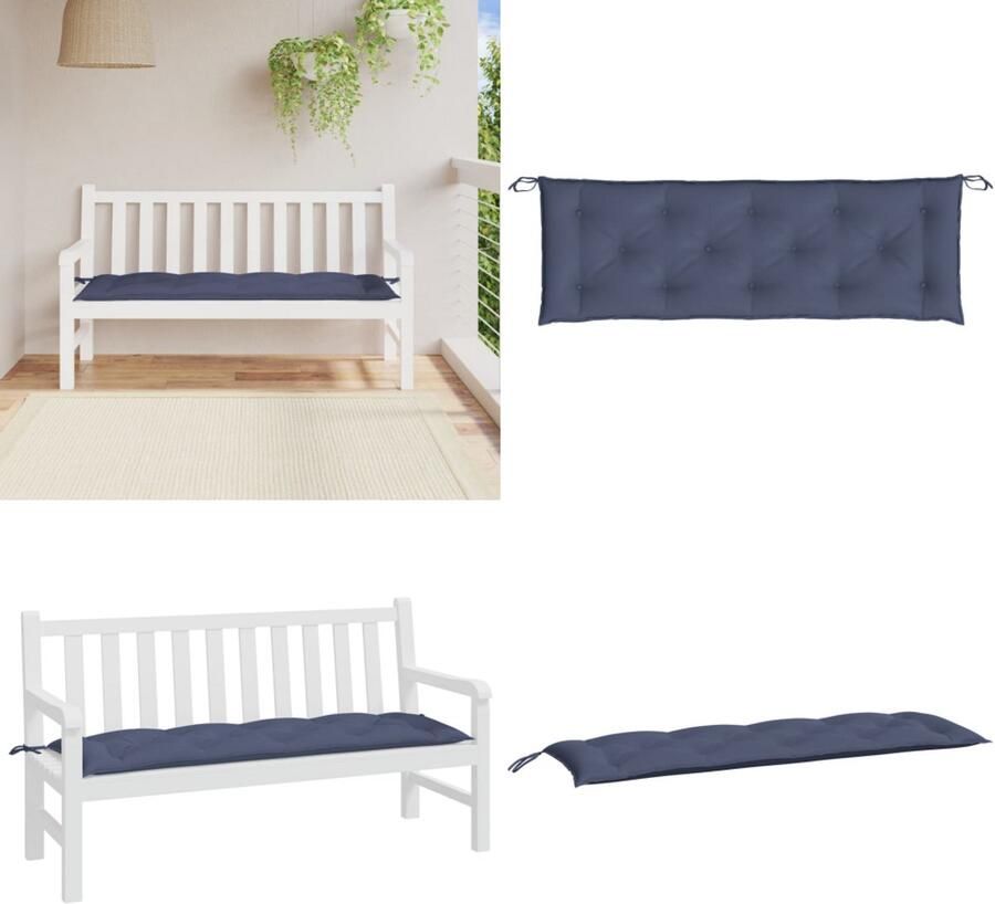 VidaXL Tuinbankkussen 150x50x7 cm oxford stof marineblauw Tuinbankkussen Tuinbankkussens Tuinbank Kussen Buitenbankkussen