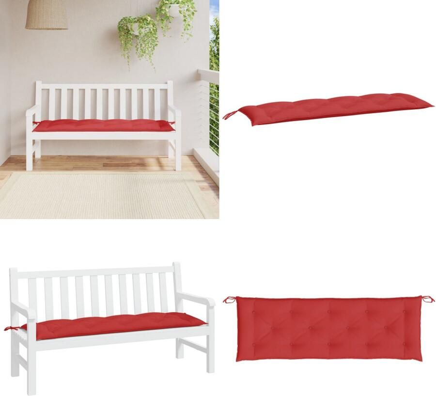 VidaXL Tuinbankkussen 150x50x7 cm oxford stof rood Tuinbankkussen Tuinbankkussens Tuinbank Kussen Buitenbankkussen