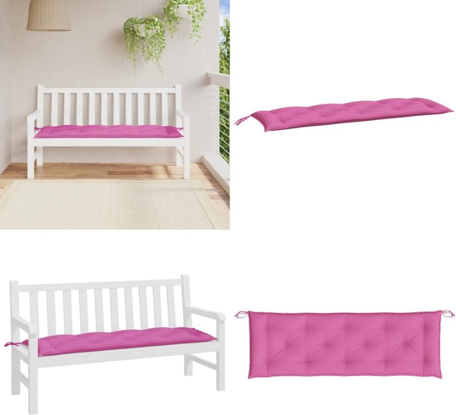 VidaXL Tuinbankkussen 150x50x7 cm oxford stof roze Tuinbankkussen Tuinbankkussens Tuinbank Kussen Buitenbankkussen