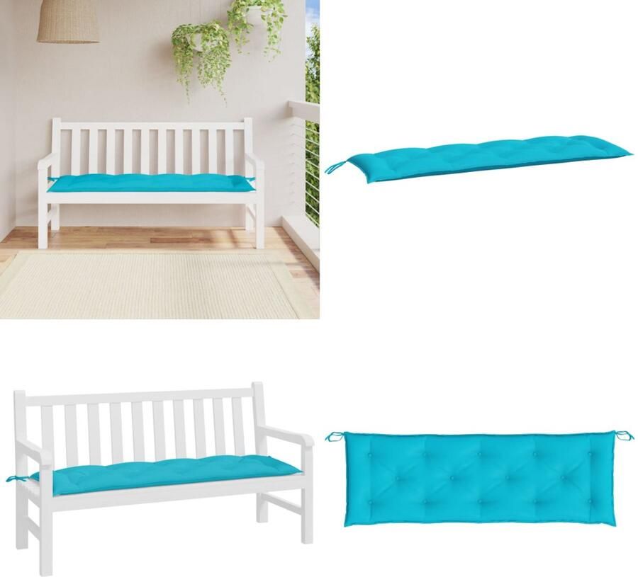 VidaXL Tuinbankkussen 150x50x7 cm oxford stof turquoise Tuinbankkussen Tuinbankkussens Tuinbank Kussen Buitenbankkussen