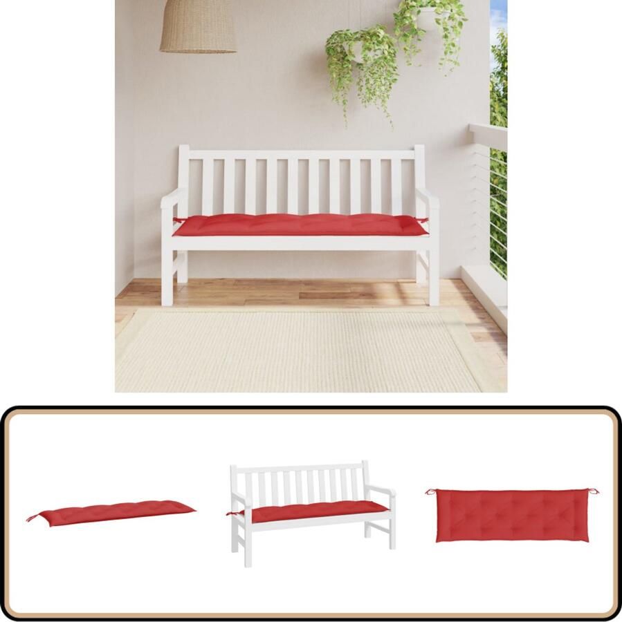 VidaXL Tuinbankkussen 150x50x7 cm Rood Waterafstotend Tuinbankkussen Tuinbankkussens Tuinbank Kussen Buitenbankkussen