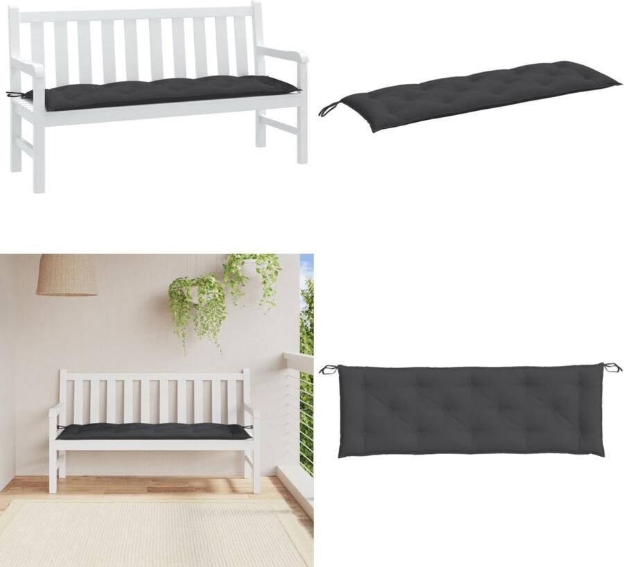 VidaXL Tuinbankkussen 150x50x7 cm stof gemêleerd antracietkleurig Tuinbankkussen Tuinbankkussens Tuinbank Kussen Buitenbankkussen