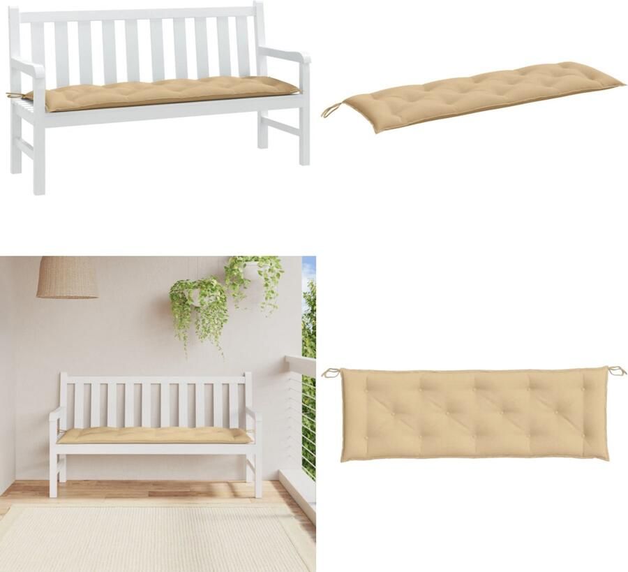 VidaXL Tuinbankkussen 150x50x7 cm stof gemêleerd beige Tuinbankkussen Tuinbankkussens Tuinbank Kussen Buitenbankkussen