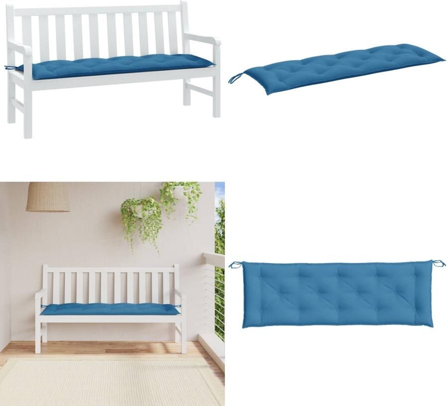 VidaXL Tuinbankkussen 150x50x7 cm stof gemêleerd blauw Tuinbankkussen Tuinbankkussens Tuinbank Kussen Buitenbankkussen