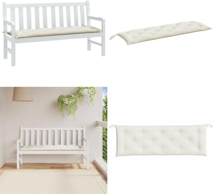 VidaXL Tuinbankkussen 150x50x7 cm stof gemêleerd crèmekleurig Tuinbankkussen Tuinbankkussens Tuinbank Kussen Buitenbankkussen