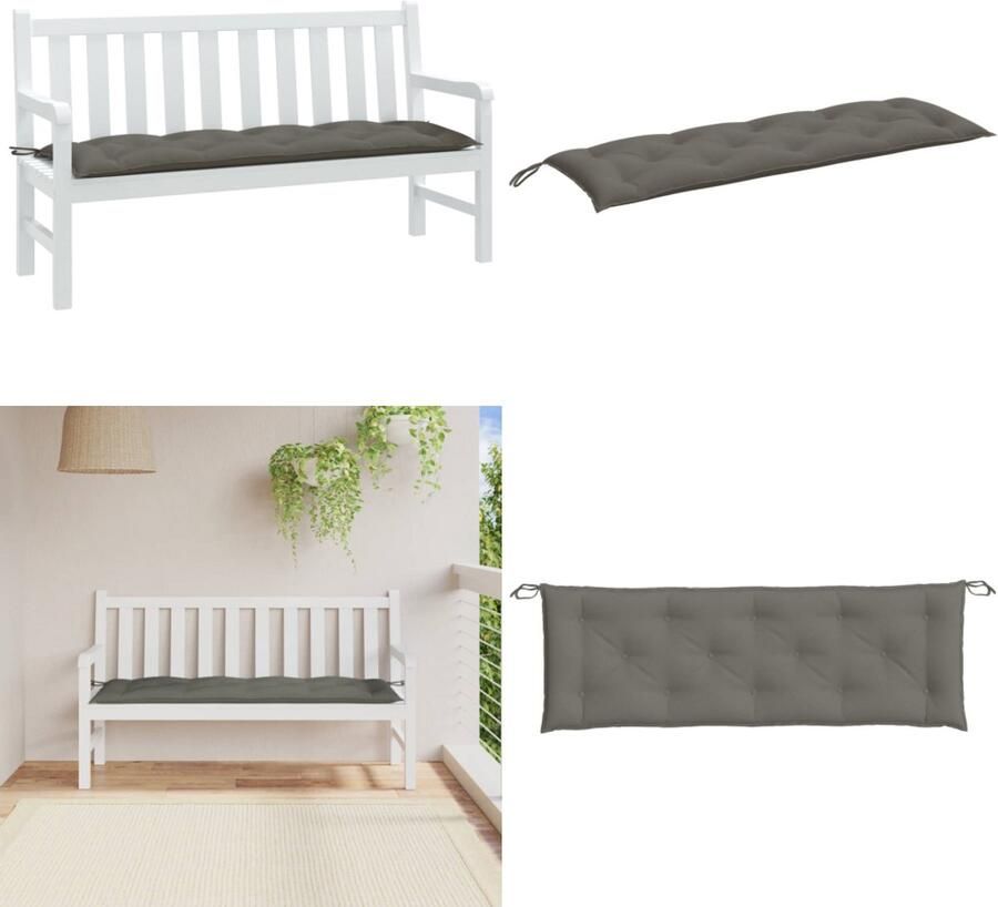 VidaXL Tuinbankkussen 150x50x7 cm stof gemêleerd donkergrijs Tuinbankkussen Tuinbankkussens Tuinbank Kussen Buitenbankkussen