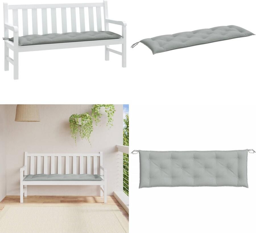 VidaXL Tuinbankkussen 150x50x7 cm stof gemêleerd lichtgrijs Tuinbankkussen Tuinbankkussens Tuinbank Kussen Buitenbankkussen