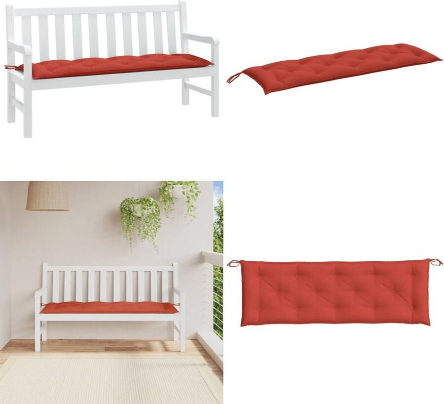 VidaXL Tuinbankkussen 150x50x7 cm stof gemêleerd rood Tuinbankkussen Tuinbankkussens Tuinbank Kussen Buitenbankkussen