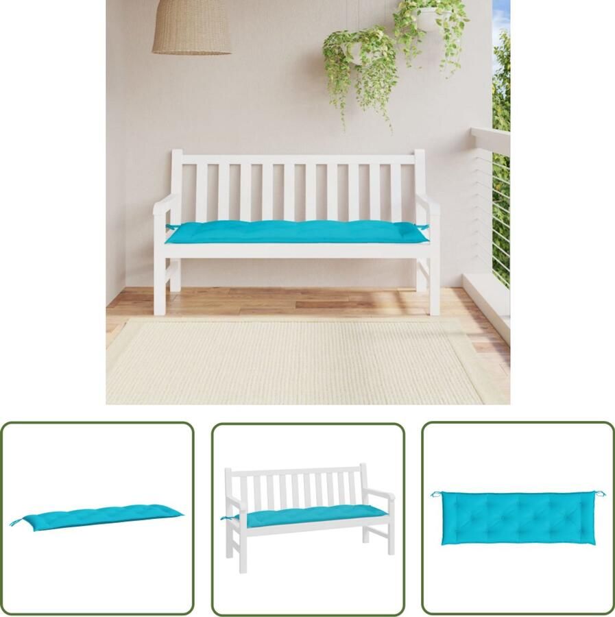 VidaXL Tuinbankkussen 150x50x7 cm Turquoise Tuinbankkussen Oxford Stof Blauw Groen Balkondecoratie Outdoor Accessoires Tuindecoratie Lounge Set