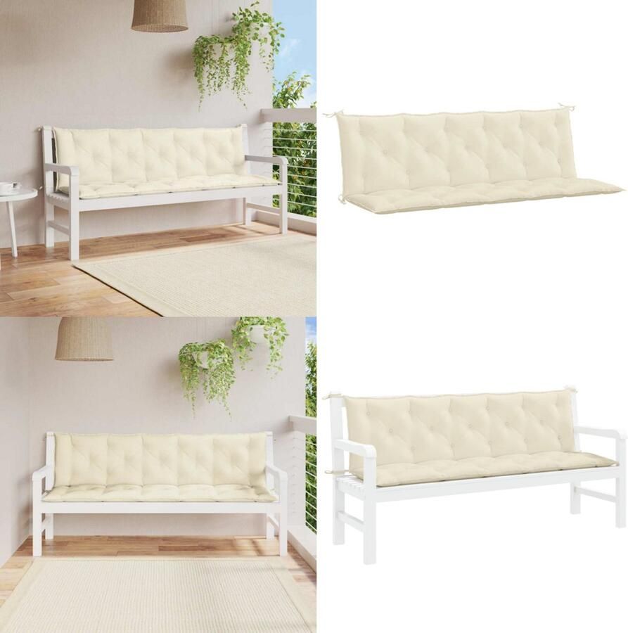 VidaXL Tuinbankkussen 180x(50+50)x7 cm oxford stof crèmewit Tuinbankkussen Tuinbankkussens Tuinbank Kussen Buitenbankkussen