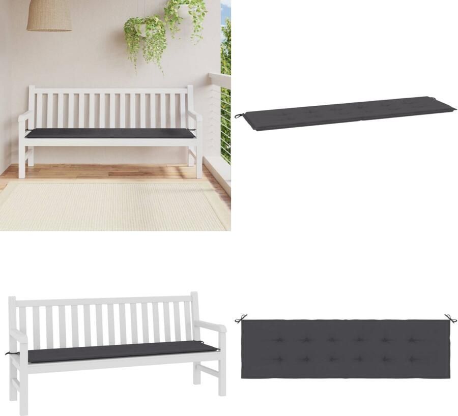 VidaXL Tuinbankkussen 180x50x3 cm oxford stof antracietkleurig Tuinbankkussen Tuinbankkussens Tuinbank Kussen Buitenbankkussen
