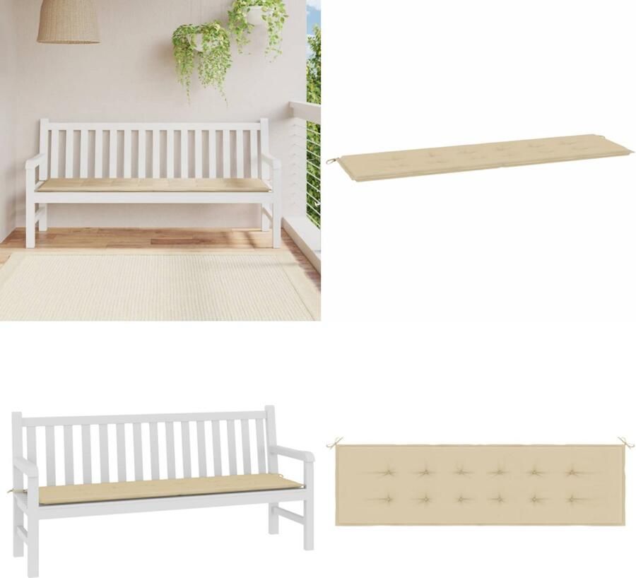 VidaXL Tuinbankkussen 180x50x3 cm oxford stof beige Tuinbankkussen Tuinbankkussens Tuinbank Kussen Buitenbankkussen