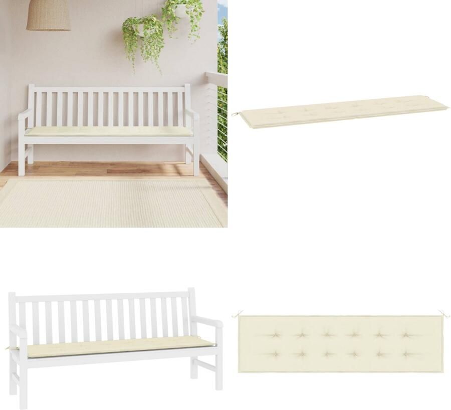 VidaXL Tuinbankkussen 180x50x3 cm oxford stof crèmekleurig Tuinbankkussen Tuinbankkussens Tuinbank Kussen Buitenbankkussen
