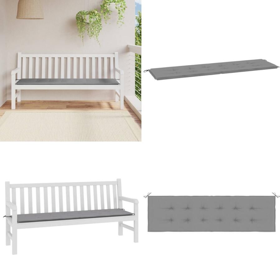 VidaXL Tuinbankkussen 180x50x3 cm oxford stof grijs Tuinbankkussen Tuinbankkussens Tuinbank Kussen Buitenbankkussen