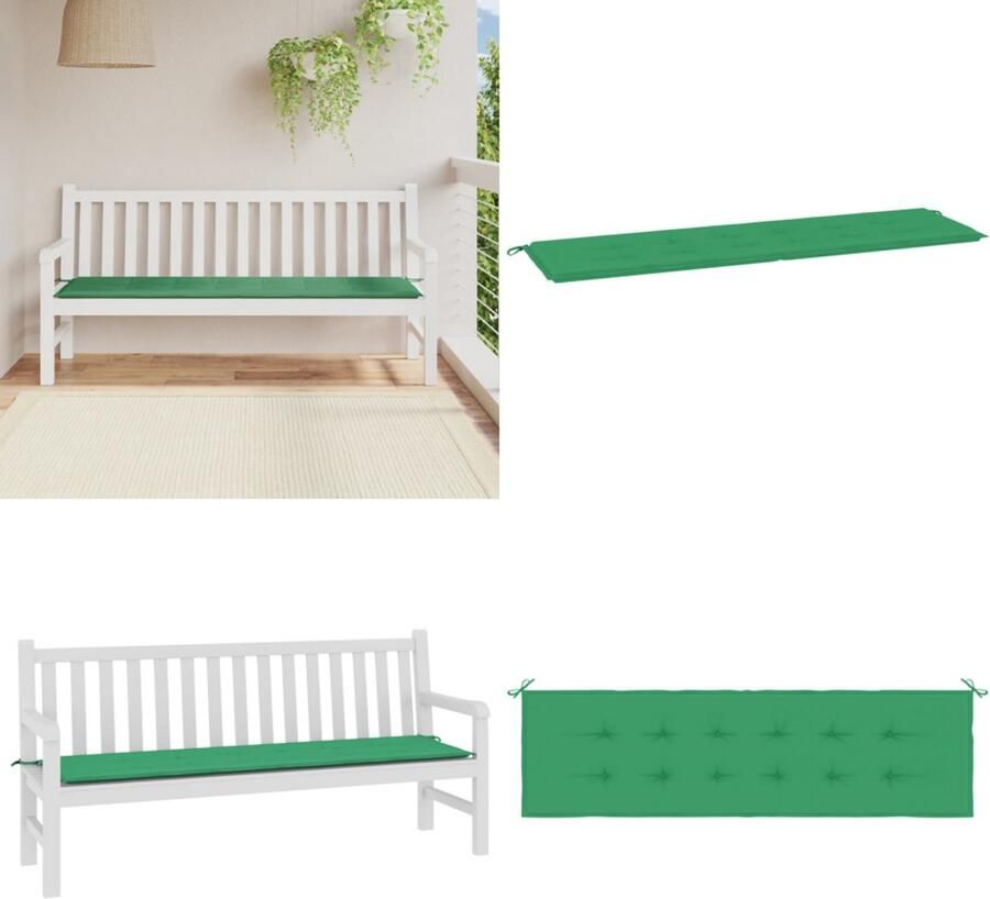 VidaXL Tuinbankkussen 180x50x3 cm oxford stof groen Tuinbankkussen Tuinbankkussens Tuinbank Kussen Buitenbankkussen