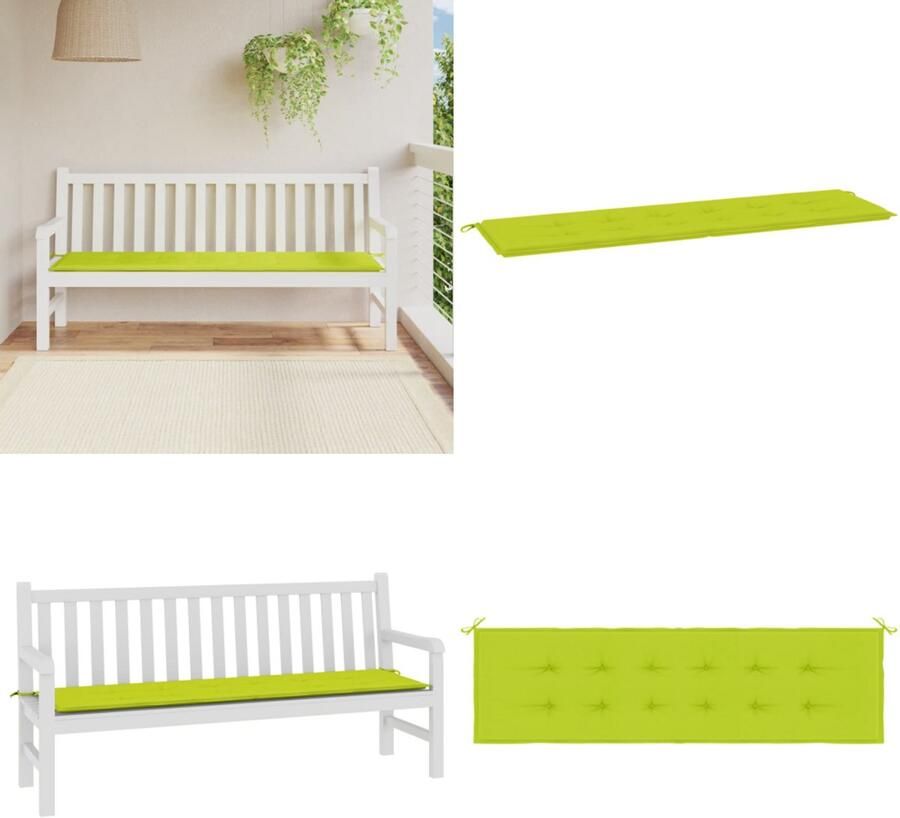 VidaXL Tuinbankkussen 180x50x3 cm oxford stof heldergroen Tuinbankkussen Tuinbankkussens Tuinbank Kussen Buitenbankkussen