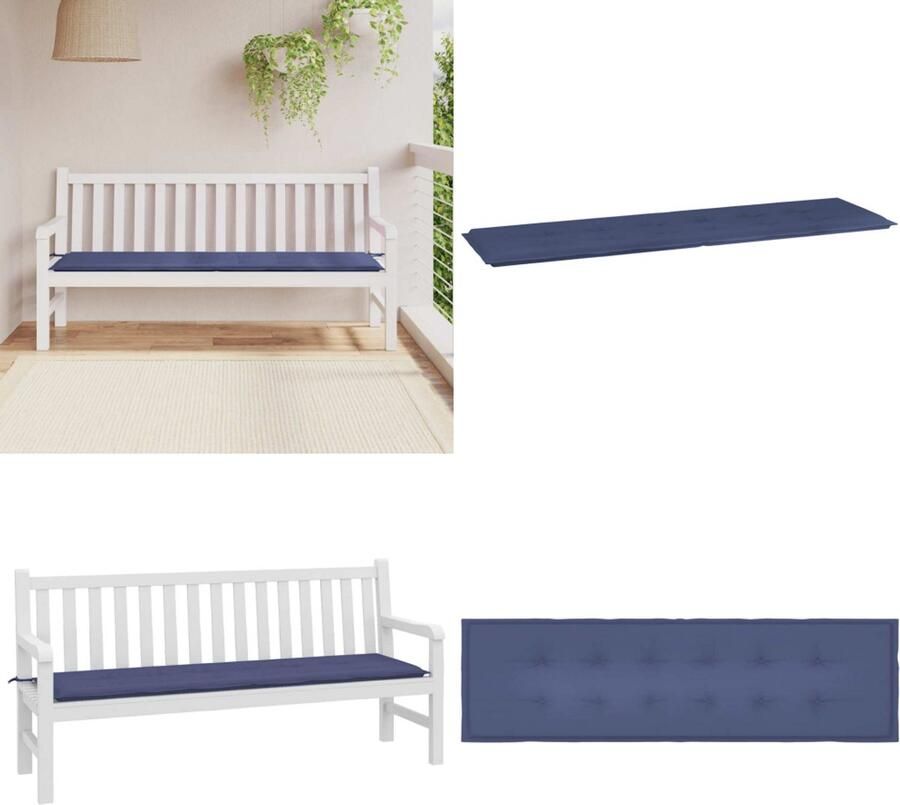 VidaXL Tuinbankkussen 180x50x3 cm oxford stof marineblauw Tuinbankkussen Tuinbankkussens Tuinbank Kussen Buitenbankkussen