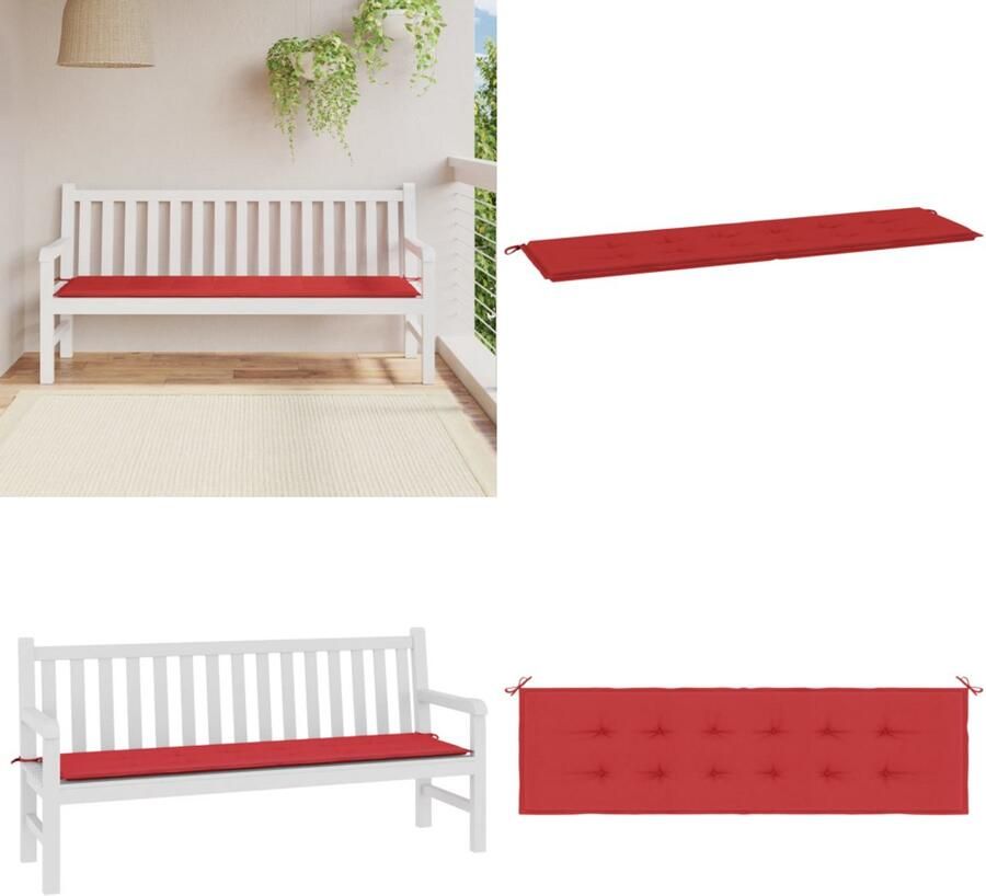 VidaXL Tuinbankkussen 180x50x3 cm oxford stof rood Tuinbankkussen Tuinbankkussens Tuinbank Kussen Buitenbankkussen