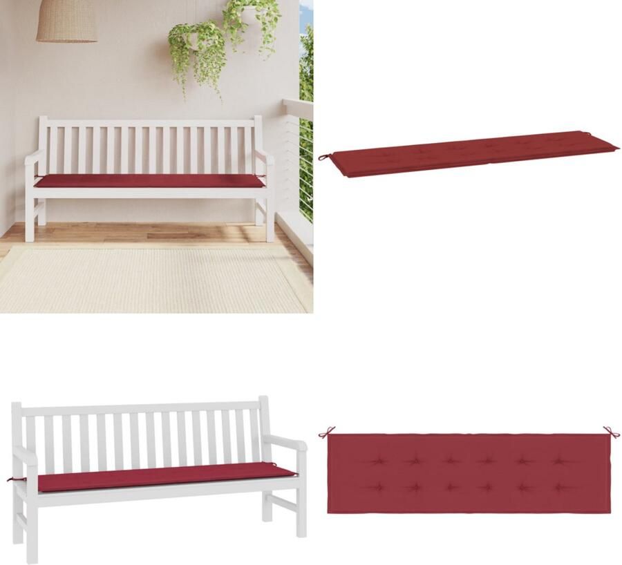 VidaXL Tuinbankkussen 180x50x3 cm oxford stof wijnrood Tuinbankkussen Tuinbankkussens Tuinbank Kussen Buitenbankkussen