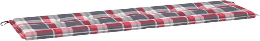 VidaXL Tuinbankkussen 180x50x3 cm Rood Ruitpatroon Tuinbankkussent Buitenkussent Tuinkussent Lounge Kussent Balkon Kussent Zithoek Kussent Outdoor Kussent