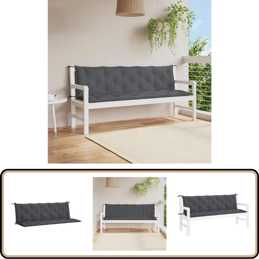 VidaXL Tuinbankkussen 180x50x7 cm Antraciet Tuinbankkussentje Oxford Stof Tuinkussen Lounge Set Outdoor Kussen Zitkussen Loungebank