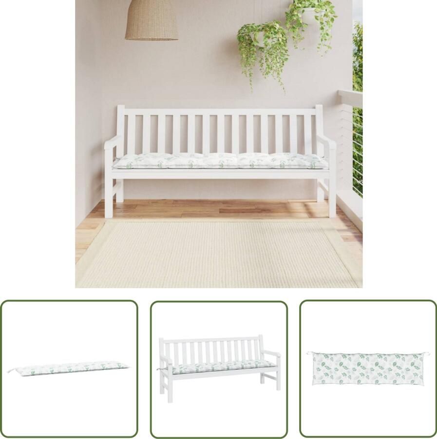 VidaXL Tuinbankkussen 180x50x7 cm Bladpatroon Tuinbankkussen Oxford Stof Tuinkussen Balkondecoratie Outdoor Accessoires Lounge Set Zit Comfort