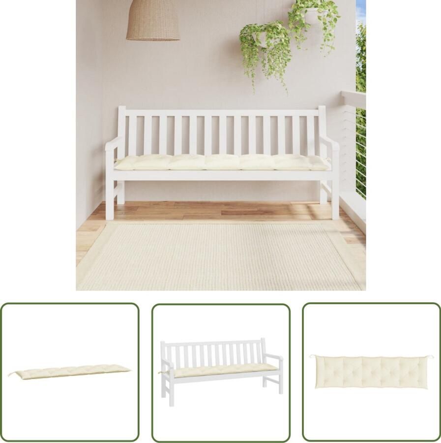 VidaXL Tuinbankkussen 180x50x7 cm Crèmewit Tuinbankkussent Oxfordstof Cremekleurig Outdoor Kussen Zitkussen Tuinset