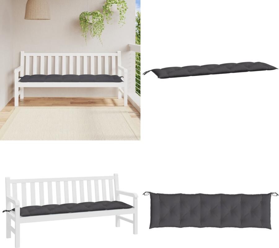 VidaXL Tuinbankkussen 180x50x7 cm oxford stof antracietkleurig Tuinbankkussen Tuinbankkussens Tuinbank Kussen Buitenbankkussen