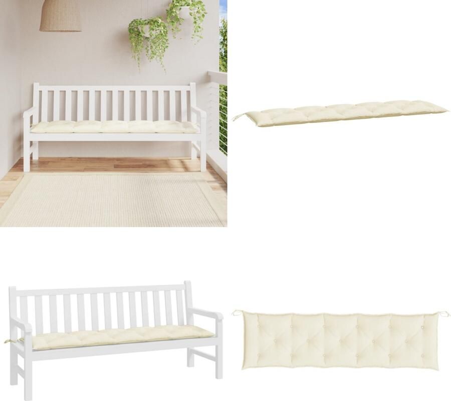 VidaXL Tuinbankkussen 180x50x7 cm oxford stof crèmewit Tuinbankkussen Tuinbankkussens Tuinbank Kussen Buitenbankkussen