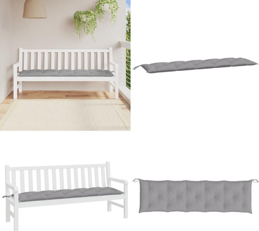 VidaXL Tuinbankkussen 180x50x7 cm oxford stof grijs Tuinbankkussen Tuinbankkussens Tuinbank Kussen Buitenbankkussen