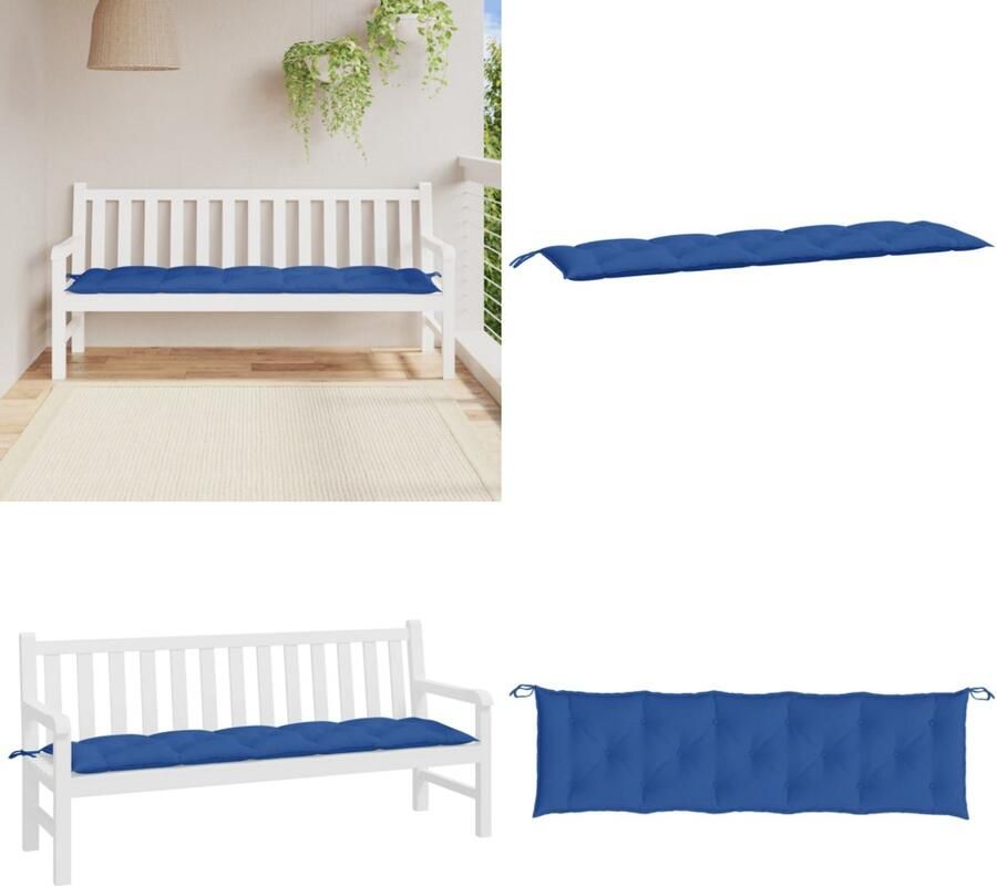 VidaXL Tuinbankkussen 180x50x7 cm oxford stof koningsblauw Tuinbankkussen Tuinbankkussens Tuinbank Kussen Buitenbankkussen