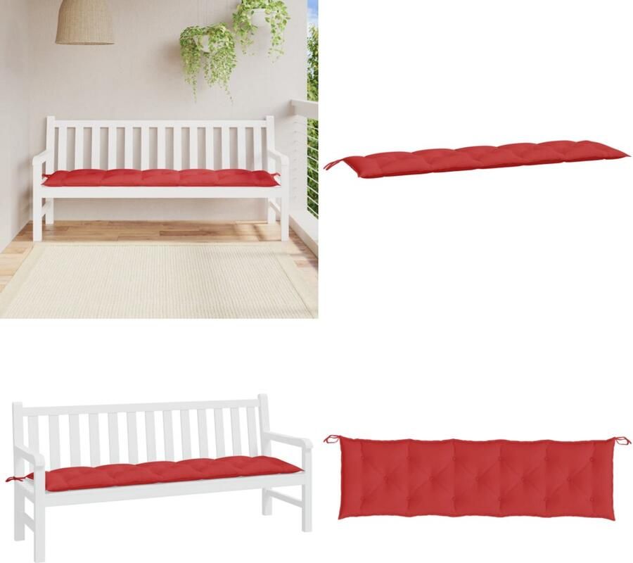VidaXL Tuinbankkussen 180x50x7 cm oxford stof rood Tuinbankkussen Tuinbankkussens Tuinbank Kussen Buitenbankkussen